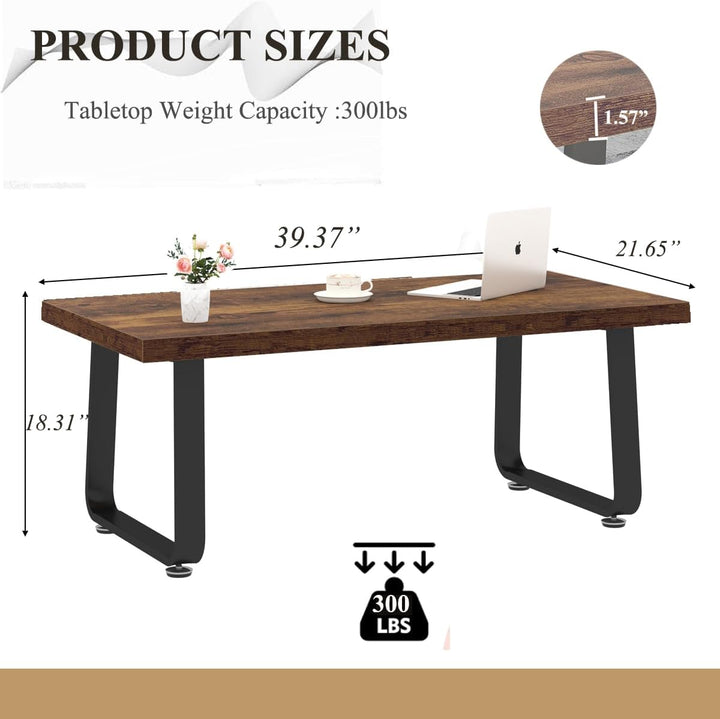 HSH Couchtisch Holz, Industrie Design Wohnzimmertisch Holz und Metall-Mitteltisch, Couchtisch Klein