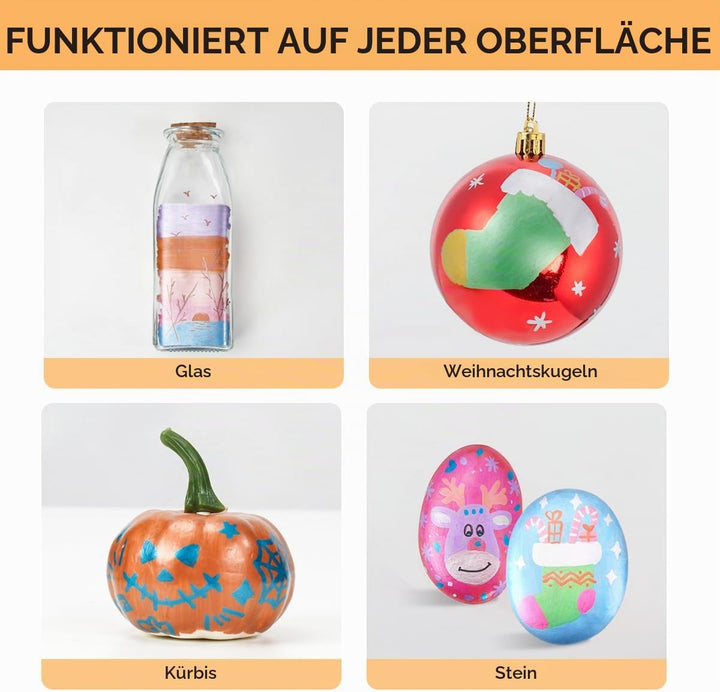 Arrtx 12 Farben Metallic Acrylstifte, Glitzermarker für Felsmalerei, Glitzer stifte mit extra feiner