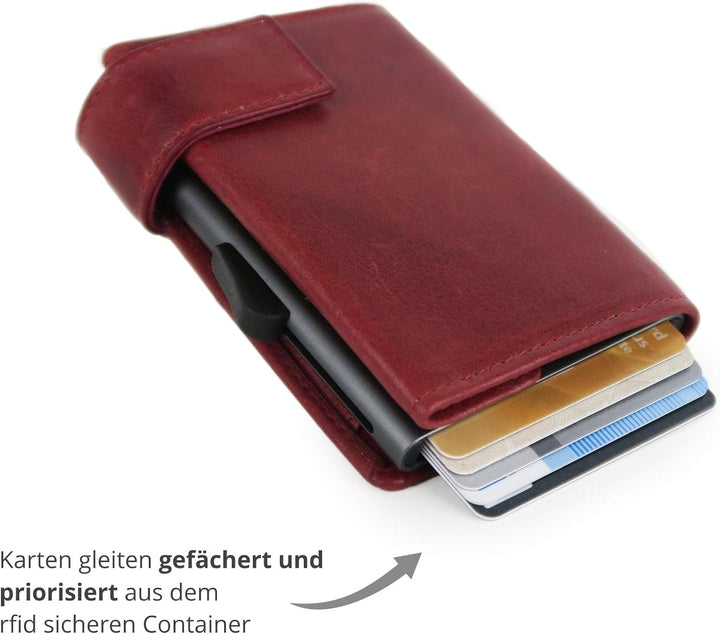 SecWal Kartenetui mit Münzfach Reissverschluss (Rot Vintage), Rot Vintage