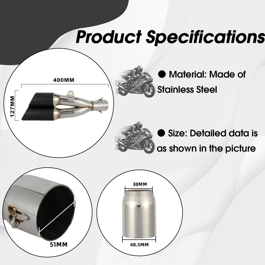 1.5-2" Einlass Thunder Dual Tail Steckdose Slip-On Auspuff Schalldämpfer mit DB-Killer Motorrad - Bl