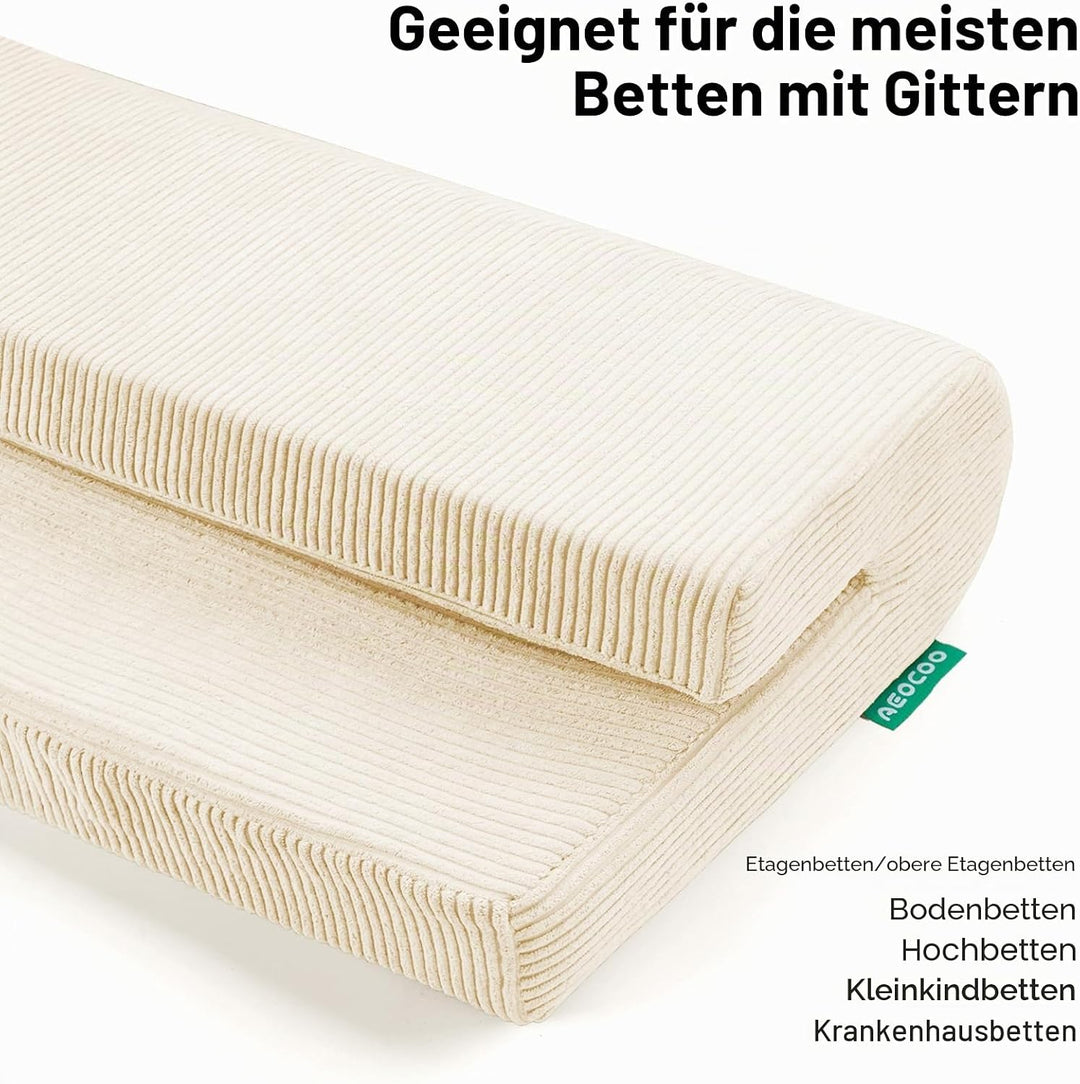AEOCOO Tragbares Bettgitter für Kleinkinder, Nestchen für Kleinkinder, Bettgitter mit waschbarem Bez
