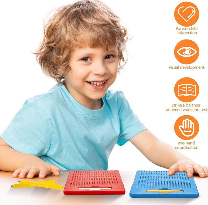 2 Stück Magnetische Zeichenbretter, Magnet Stahlkugel Zeichenbrett mit Stift, Kleine Magnetisches Ze