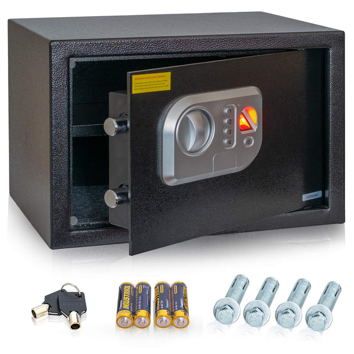 Anadol Tresor Deluxe, Elektronischer Safe mit Zahlenschloss, Fingerabdruck Sensor, Doppelbolzen Verr