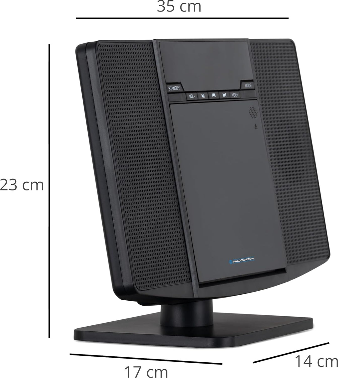McGrey MCD-60 Vertikal Stereoanlage - Platzsparende Kompakt-HiFi mit CD/MP3-Player, USB-Slot, Blueto