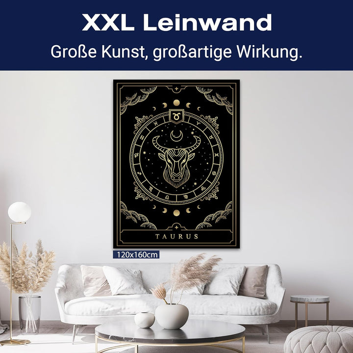 wandmotiv24 Leinwandbild Sternzeichen, 80x60cm, Hochformat, Stier, Astrologie, Deko, Bilder auf Lein