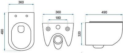 Spülrandloses/Keramik Hänge-WC inkl. Softclose WC-Sitz Slim aus Duroplast+ Absenkautomatik SoftClose