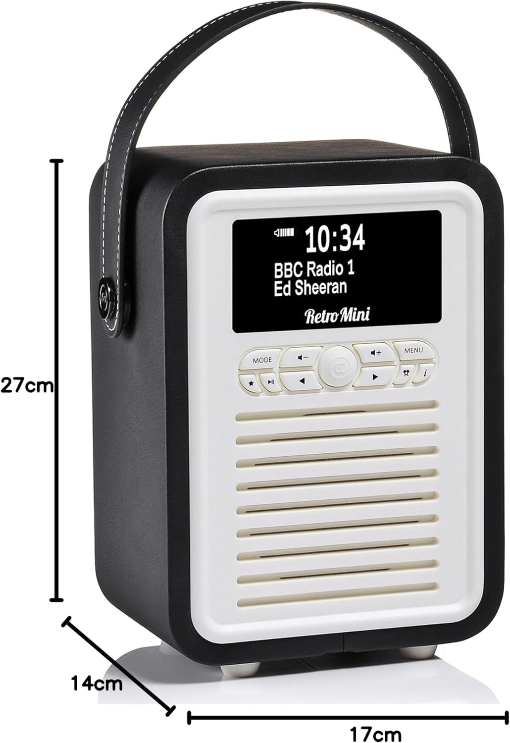 VQ Retro Mini Tragbares Radio mit Bluetooth-Lautsprecher und 60 Voreinstellungen. Enthält ein DAB-Ra