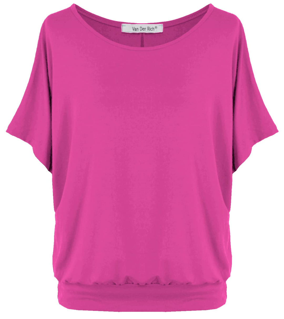 Van Der Rich ® - Oversize T-Shirt mit Fledermausärme - Damen Fuchsia L, Fuchsia L
