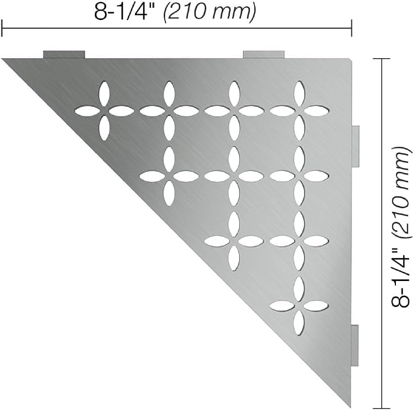 Schlüter Shelf-E-S1 210x210mm Floral (Edelstahl gebürstet) Triangular Corner - Floral, Triangular Co