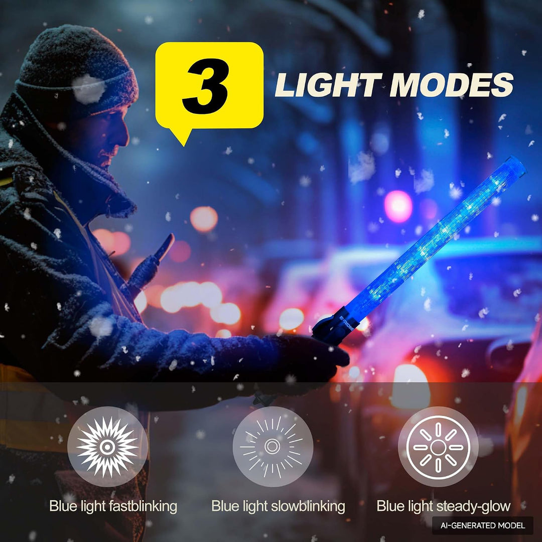 E-riding 4 Pack Verkehrsstab 21 Zoll Verkehrssteuerung Zauberstab mit 3 Blinkmodi &amp; Seitenclip, LED