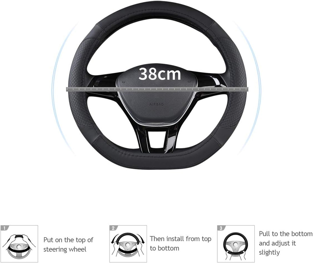 Ergocar Sport D-Form Auto Lenkradbezug Rutschfester Auto Lenkradschutz Mikrofaser PU Leder für Durch
