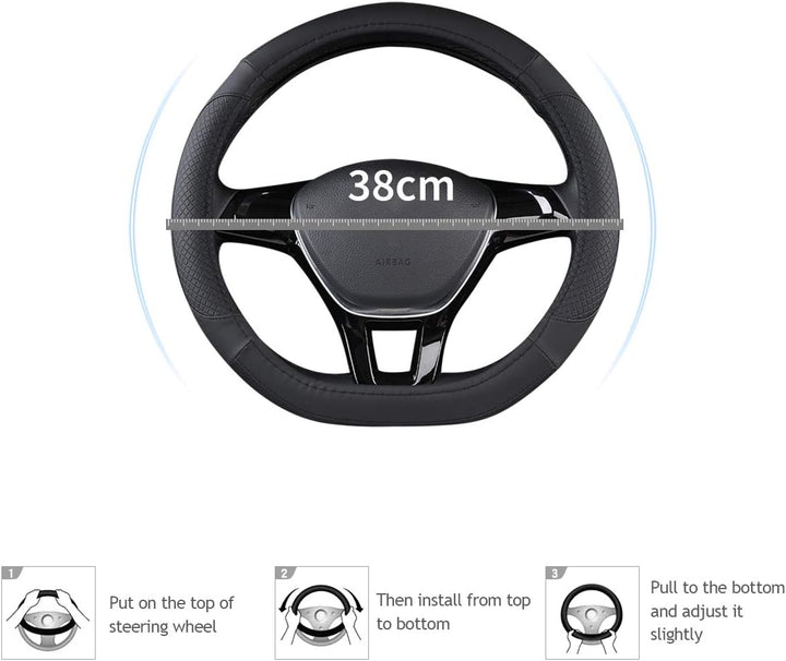 Ergocar Sport D-Form Auto Lenkradbezug Rutschfester Auto Lenkradschutz Mikrofaser PU Leder für Durch