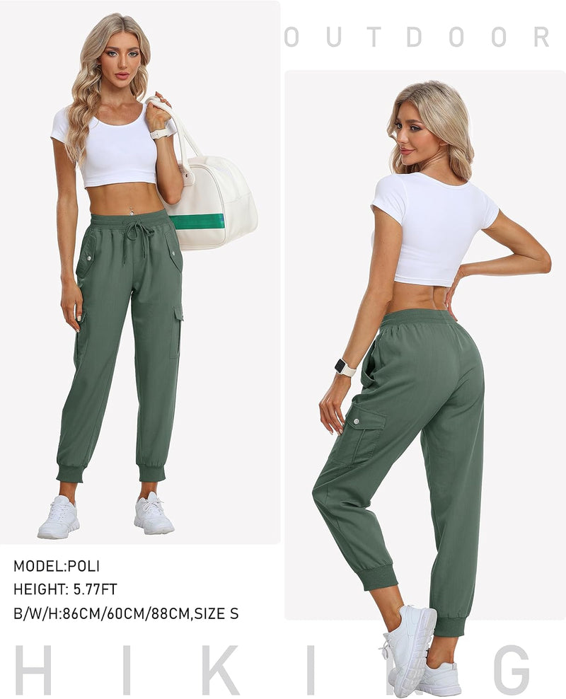 AjezMax Damen Cargohose Jogginghose Leicht Schnell Trockene Wanderhose Athletische Workout Outdoorho