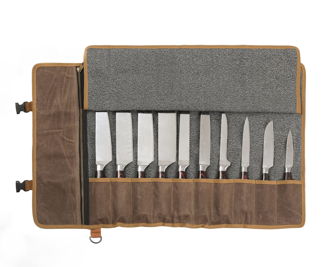 Denifiter Professionelle Kochmessertasche mit schnittfestem Material, strapazierfähigem 16oz gewachs