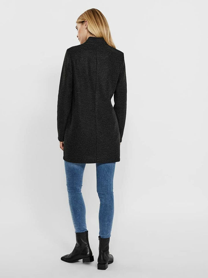 VERO MODA Damen Wollmischungs-Mantel, Darkgrey Melange