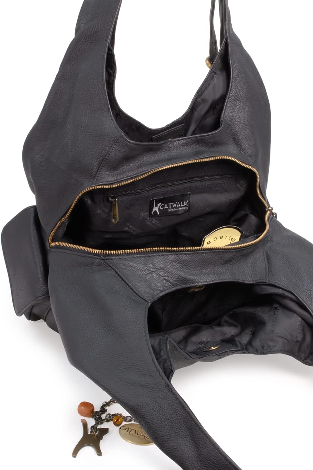 Catwalk Collection Handbags - Leder - Umhängetasche/Schultertasche - ALEX Schwarz, Schwarz