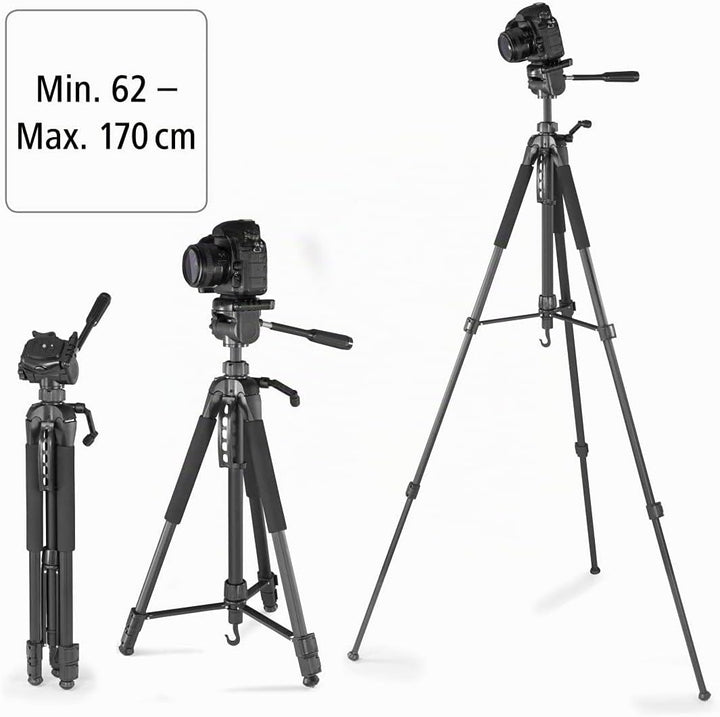Hama Stativ Kamera "Action 170 3D" (Tripod mit 62-170cm Höhe, Fotostativ inkl. Handy-Halterung und T