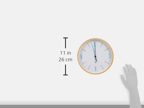 TFA Dostmann Analoge Design Funk-Wanduhr mit Ahorn-Rahmen, Glas, weiss/blau, 25.5 x 4.5 x 25.5 cm, W