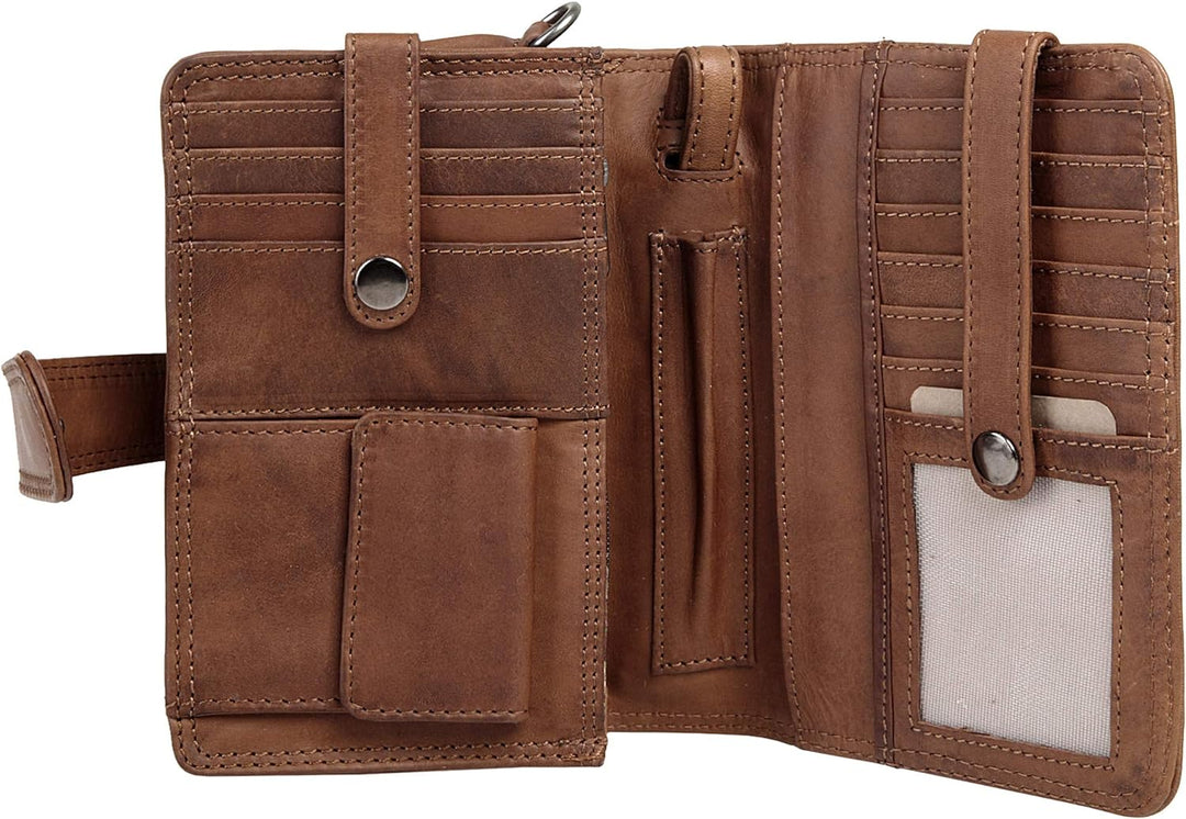 Cluty Umhängetasche echt Leder Damen - 019335 Cognac, Cognac