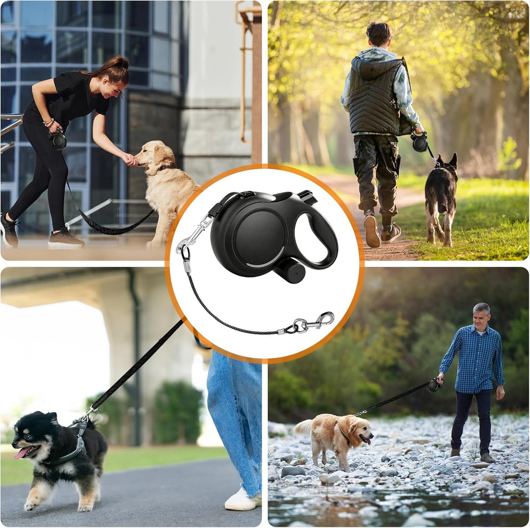 Einziehbare Hundeleine 8m: 360°Anti-Verwicklung Kausichere Rollleine für Hunde mit Kottaschenhalter