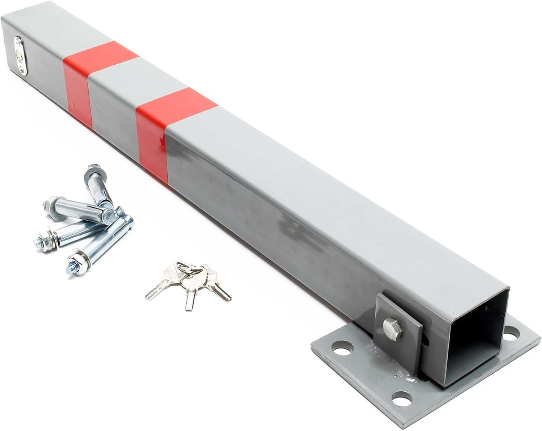 Wiltec Parkpfosten 700 x 160 x 110 mm, Parkplatzsperre klappbar eckig, Absperrpfosten aus Stahl, Par