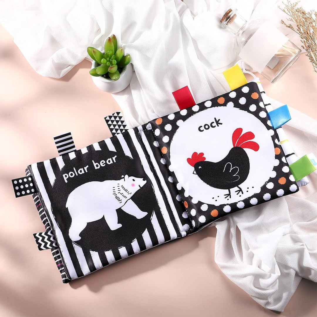 Toyvian 1 Stück Tuch Bücher Schwarz Weiss Label Tuch Buch Frühen Pädagogischen Buch Frühen Lernspiel
