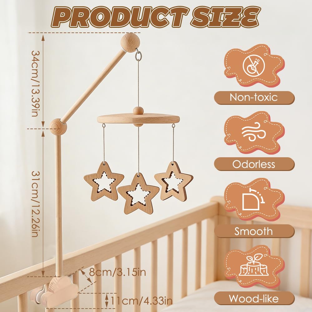 Mobile Halterung Wickeltisch, Wolken Holz Himmelstange Babybett, Abnehmbarer Mobile Halterung Holz H