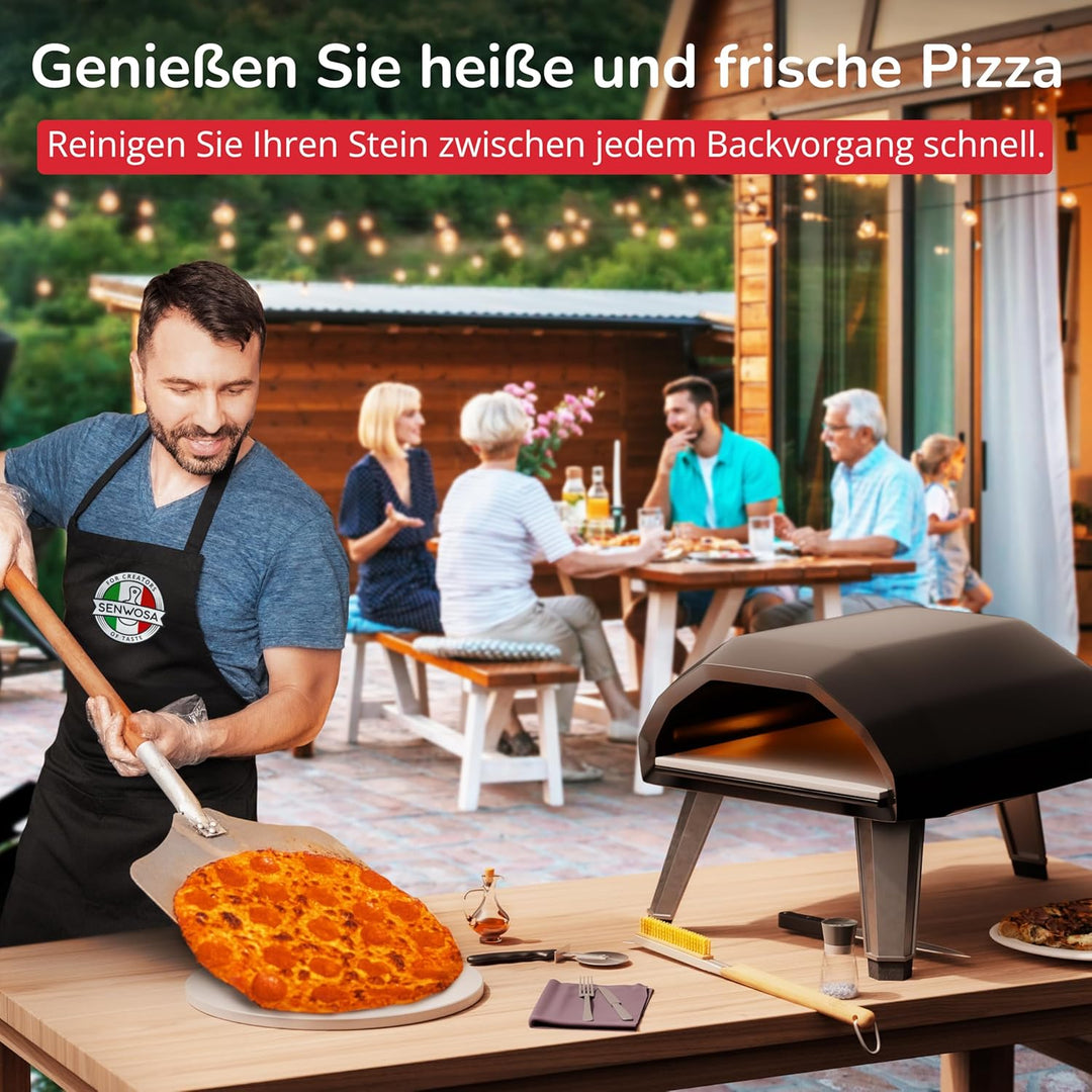 Pizzaofenbürste 66 cm mit Schaber & Ersatzkopf – Reinigungsbürste mit Edelstahlborsten für Pizzaofen