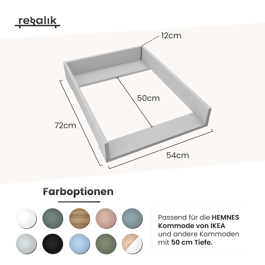 Wickelaufsatz für Hemnes von IKEA, Wickeltischaufsatz für 50 cm Kommoden, Abnehmbar Wickelkommode au