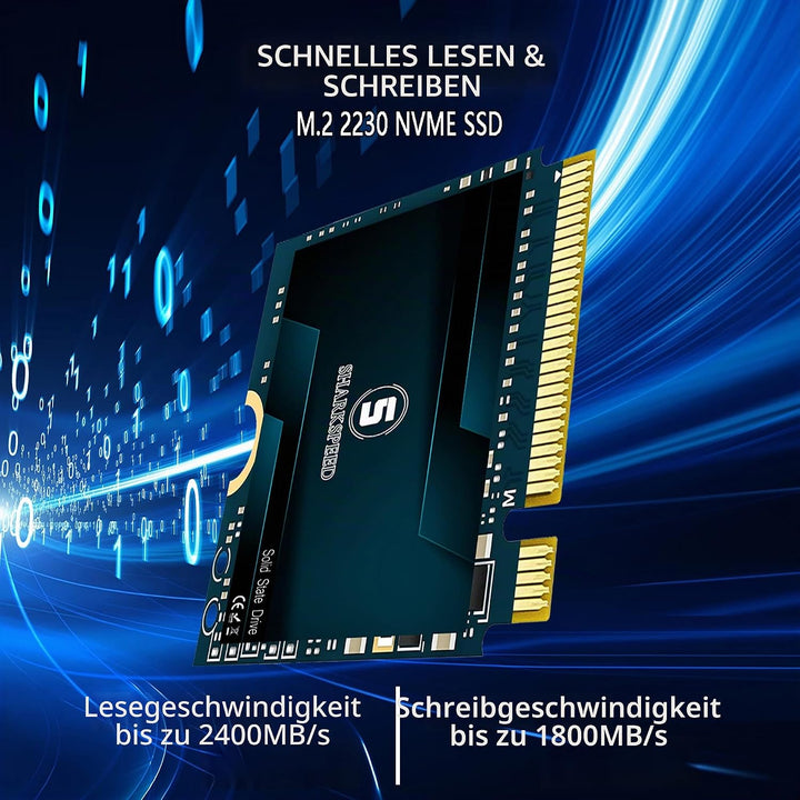 M.2 2230 SSD 1TB NVMe SHARKSPEED PCIe Gen 3.0 x4 30mm, SSD Festplatte Intern Solid State Drive für S