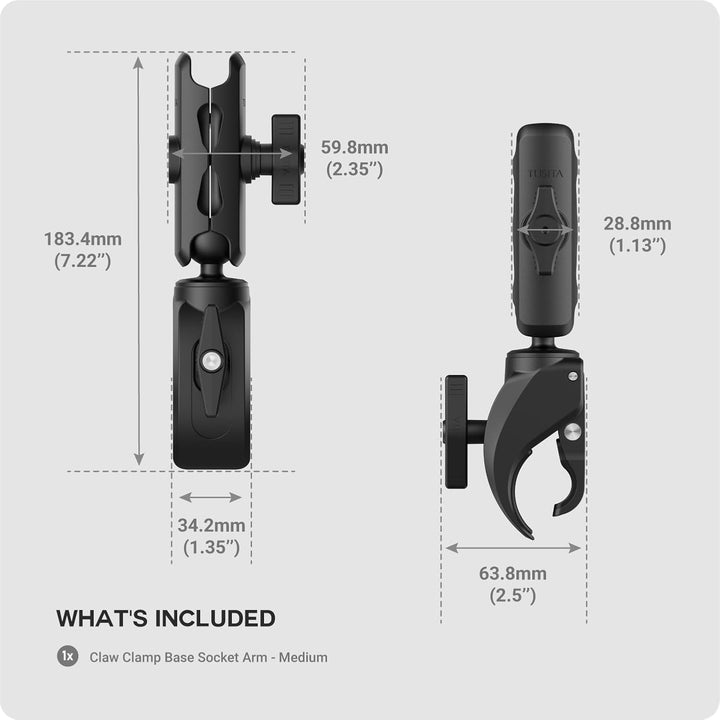 TUSITA Kleine Klaue Klemmbasis mit Doppelgelenk Arm Mittler - 1" B Grösse Medium Arm, Medium Arm