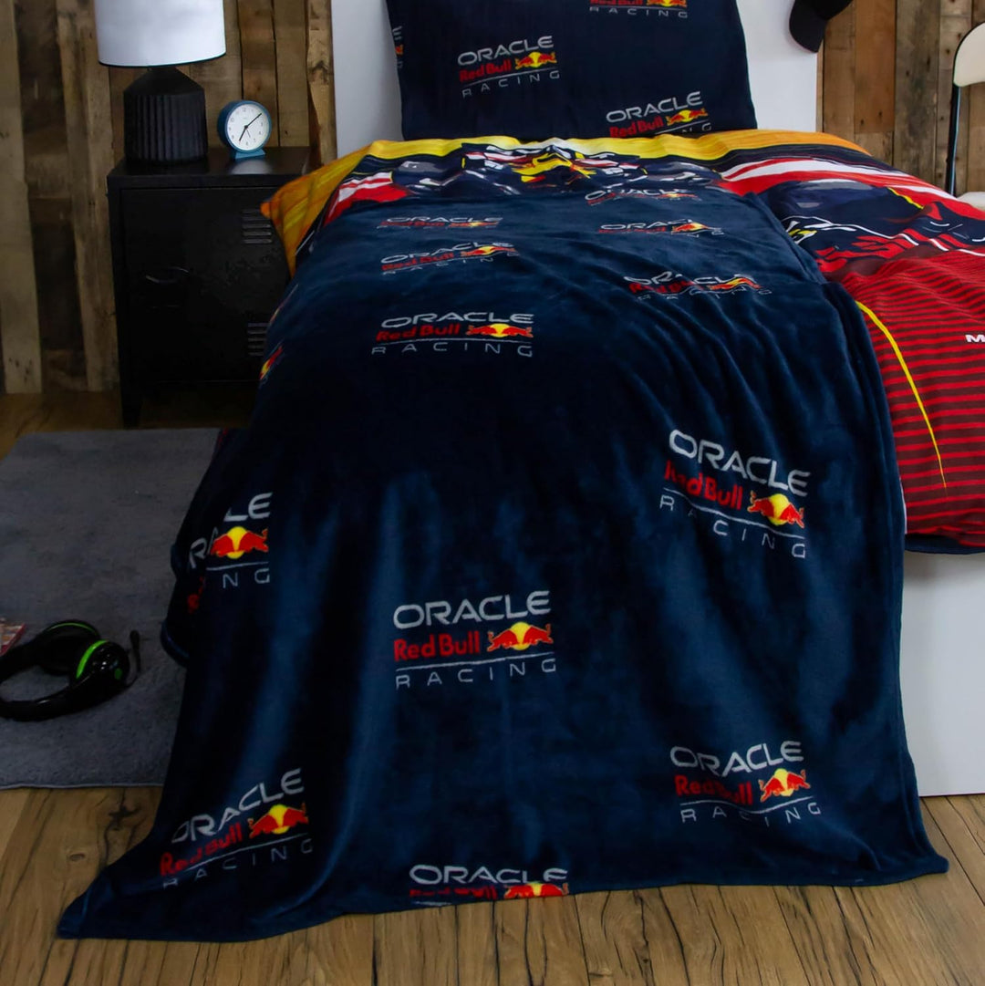 Oracle Red Bull Racing Fleecedecke, offizielles Lizenzprodukt, Formel 1-Design, superweich, warm, pe