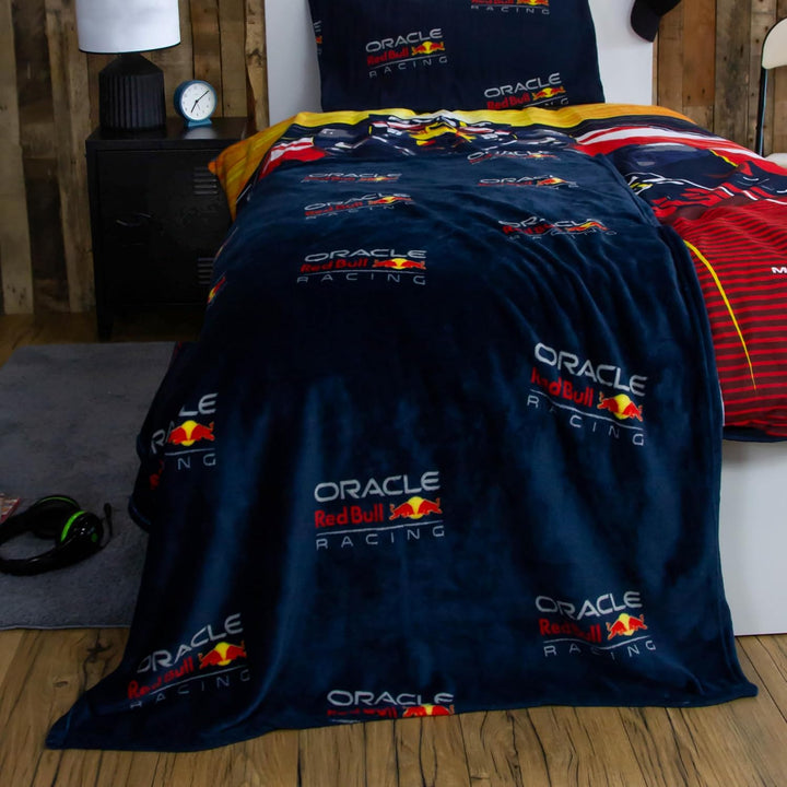 Oracle Red Bull Racing Fleecedecke, offizielles Lizenzprodukt, Formel 1-Design, superweich, warm, pe