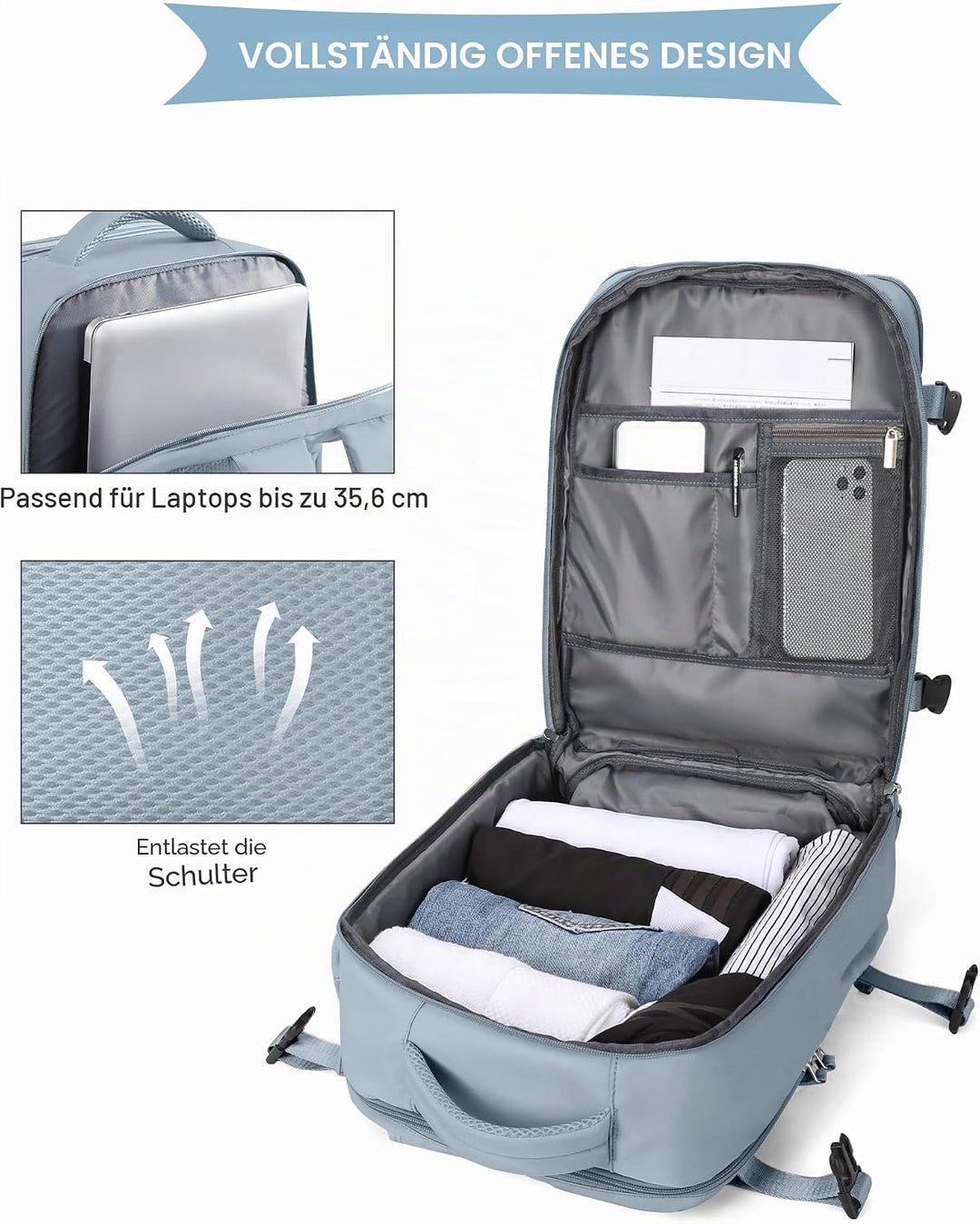 SZLX Vakuum Rucksack 40x30x20 Wizz air Handgepäck Rucksack 40x20x25 für Ryanair Vakuum Reiserucksack