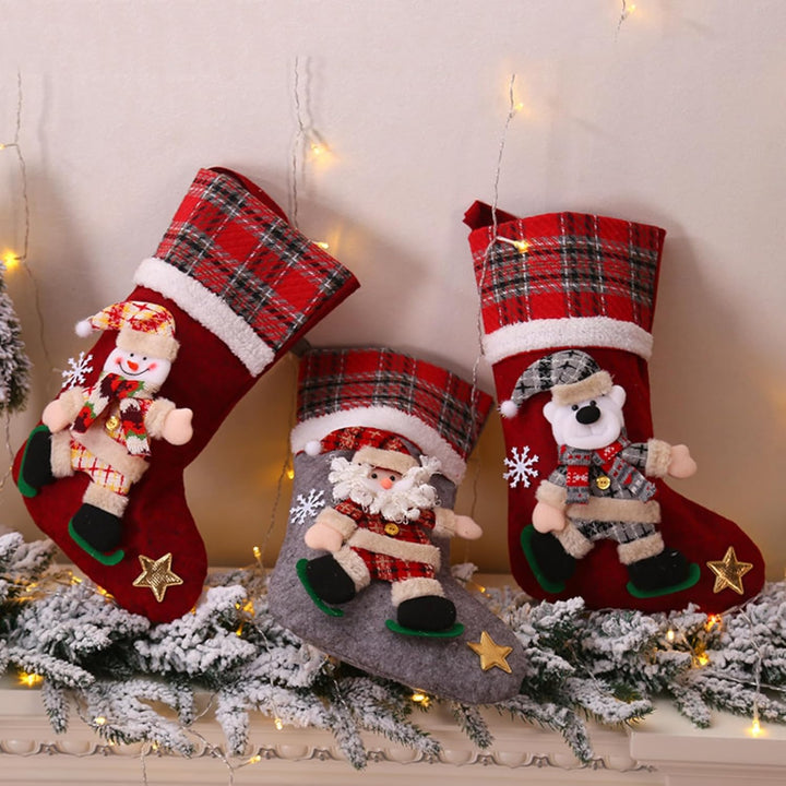 Weihnachtsstrumpf mit 4er, Grosse Nikolausstrumpf Kreative Puppe Weihnachtsstrümpfe Nikolausstiefel