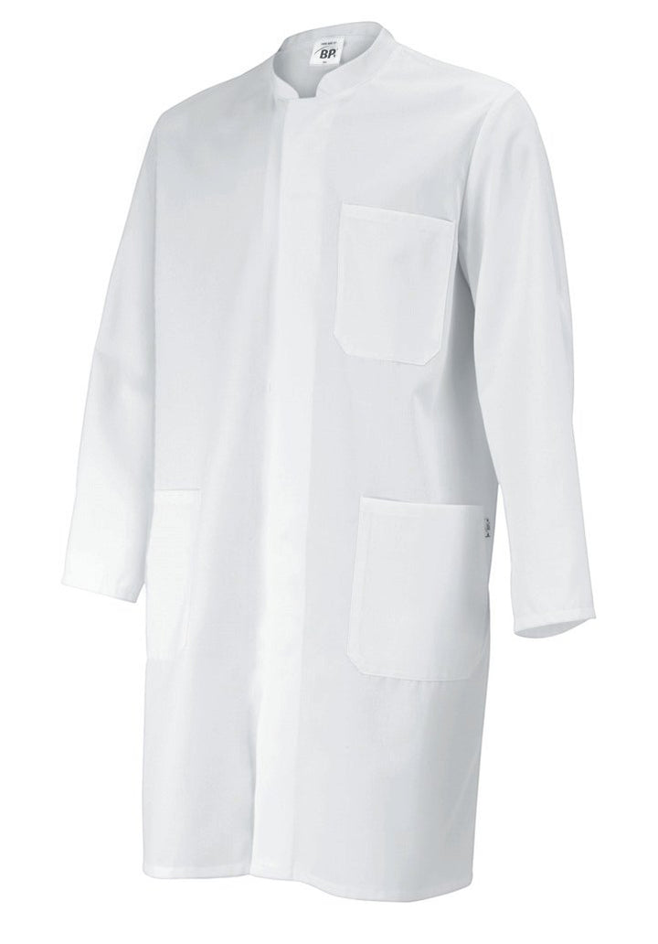 BP 1654-130-21-2XLn Unisex-Mantel, Langarm, Stehkragen, 205,00 g/m² Reine Baumwolle, weiss, 2XLn, 2X
