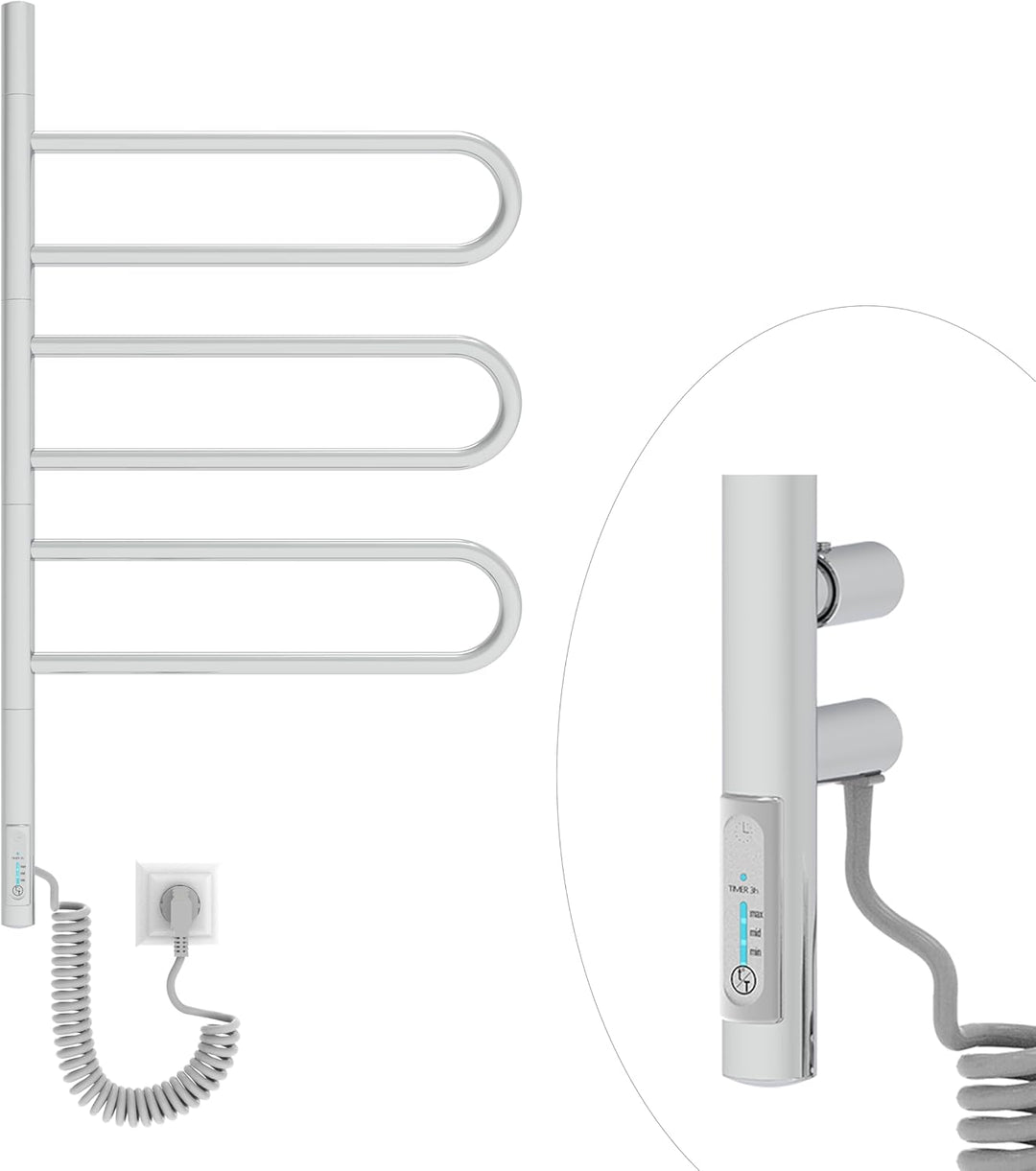 Elna® Handtuchheizkörper Elektrisch Chrom 82x46 cm, 78W - Badheizkörper Elektrisch Handtuchwärmer Ed