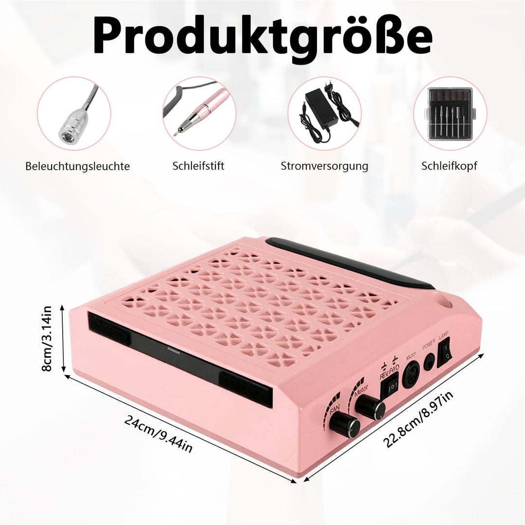 4-in-1-Nagelstaubabsaugung mit elektrischer Nagelfeile (30.000 U/min), 80W Nagelstaubabsaugung mit L