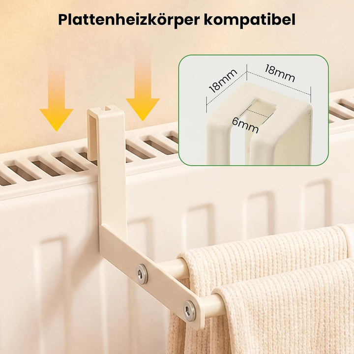 Handtuchhalter für Heizkörper 48cm: Wäscheständer Heizung ohne Bohren mit 2 Stangen – Heizkörperrega