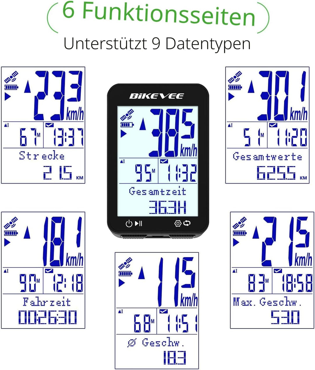 GPS Fahrradcomputer Kabellos IPX7 Wasserdicht 2.4'' FSTN Display 28H Akku Schwarz-A【Standardhalterun