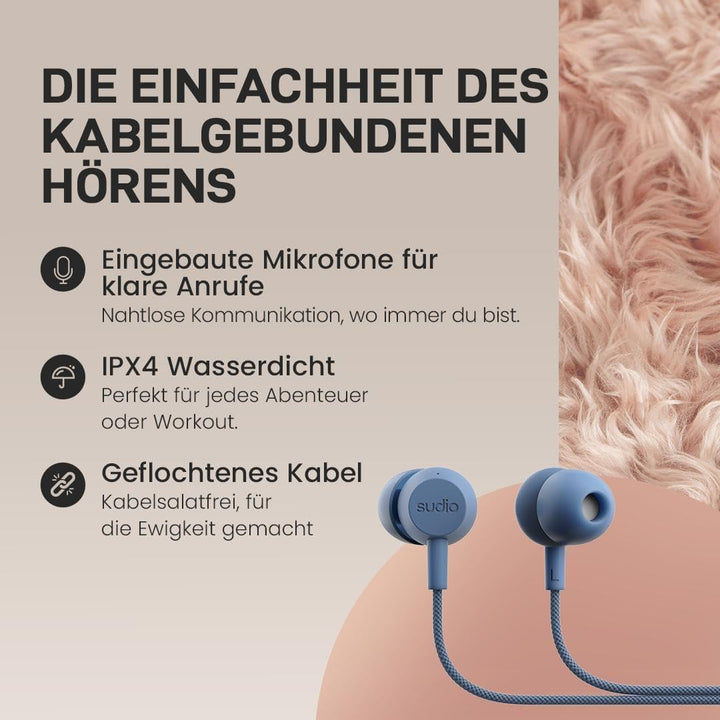 sudio V3 Essential Wired Kopfhörer mit Kabel | In Ear Kopfhörer mit USB-C Anschluss | Geflochtenes,