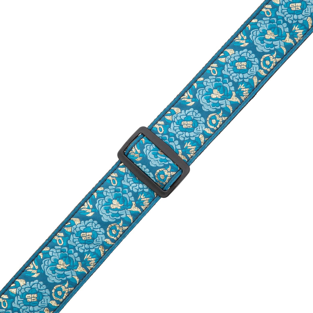 Levy's Leathers M8AS-BLU Asian Print Jacquard Weave Guitar Strap, Blue Blau, Blau