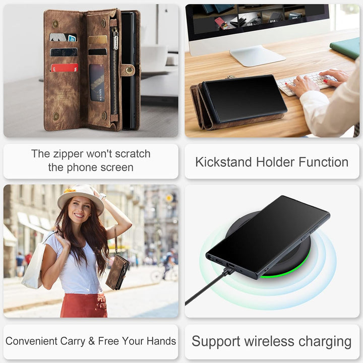 UFinetech 2-in-1 Luxus Samsung Galaxy Note 20 Hülle Case Tasche Magnetische Gute Flip Kartenfach Ket