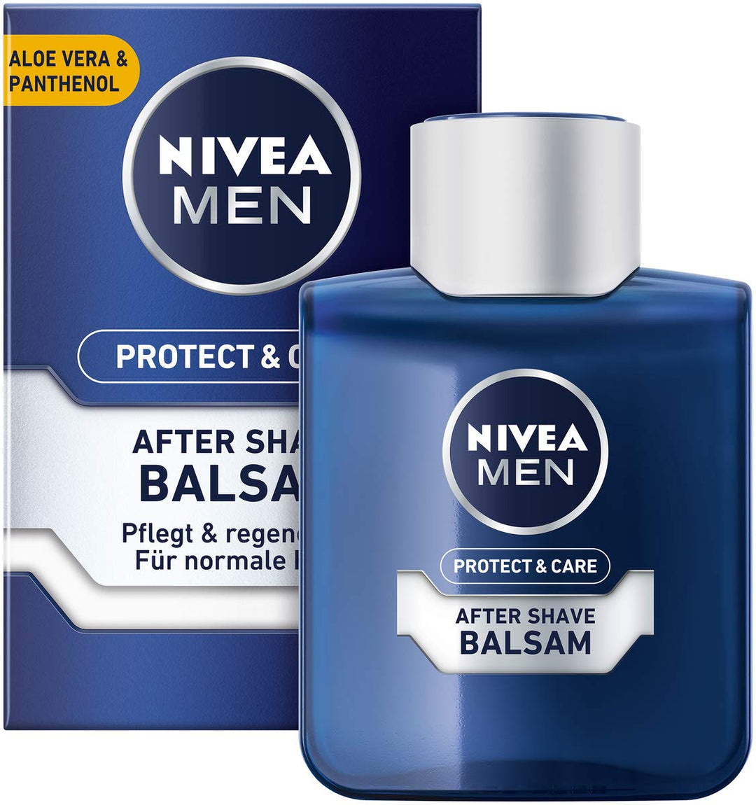 NIVEA MEN Protect & Care After Shave Balsam im 4er Pack (4 x 100 ml), beruhigendes After Shave, Haut