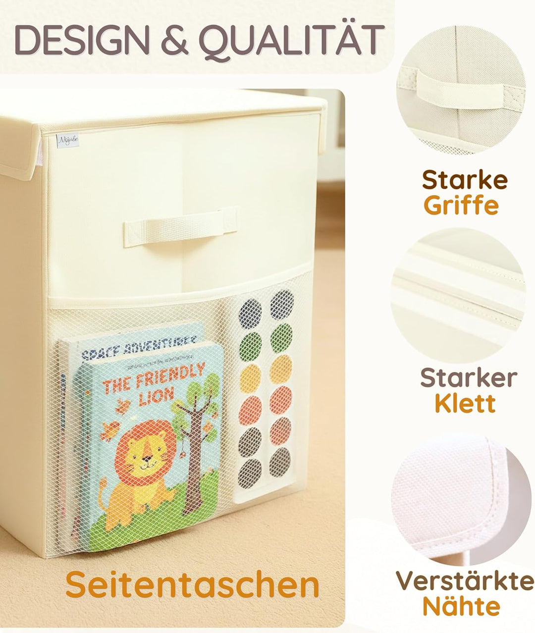 Spielzeugkiste Kinderzimmer XL mit Deckel, faltbare Aufbewahrungsbox für Spielzeug, Spielzeug Organi