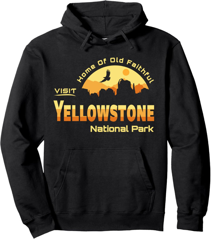 Vintage Yellowstone National Park, Retro Yellowstone Pullover Hoodie