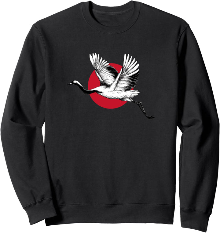 Japanischer Rotkronenkranich Traditionelle Vogelkunst Rote S Sweatshirt