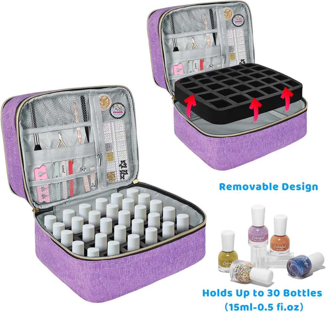 Nagellack Organizer Tasche, Doppelschicht Nagellack Aufbewahrung Box, Organizer Koffer für Nageldesi