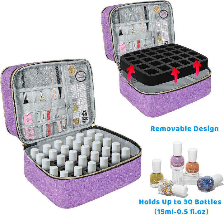Nagellack Organizer Tasche, Doppelschicht Nagellack Aufbewahrung Box, Organizer Koffer für Nageldesi