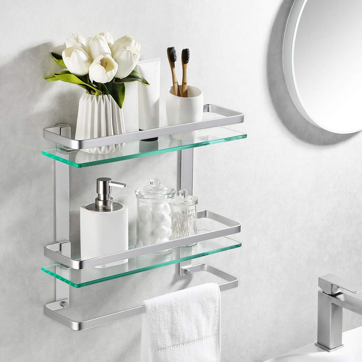 KES Duschablage Glas Duschregal Glasablage für Badezimmer Wandregal Glasregal Dusche Ablage Hängereg